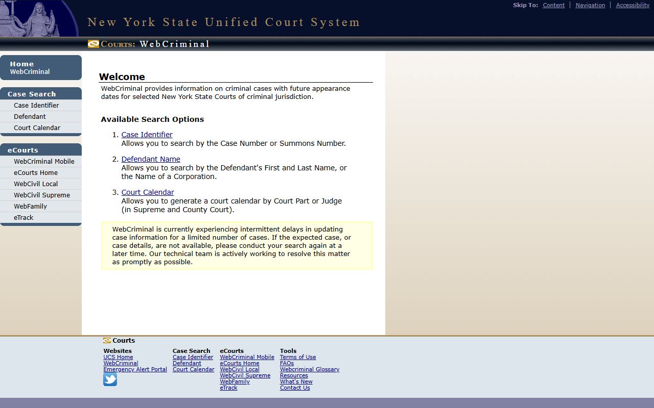 St. Lawrence County court records after arrest WebCriminal search page